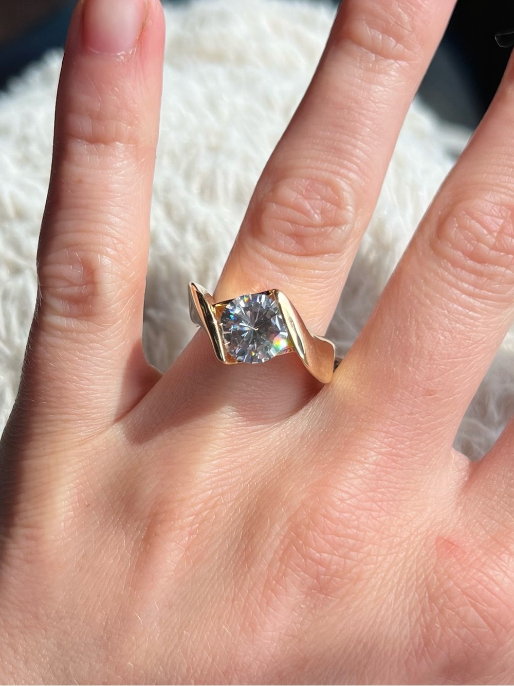18K Gold Plated Solitaire Ring